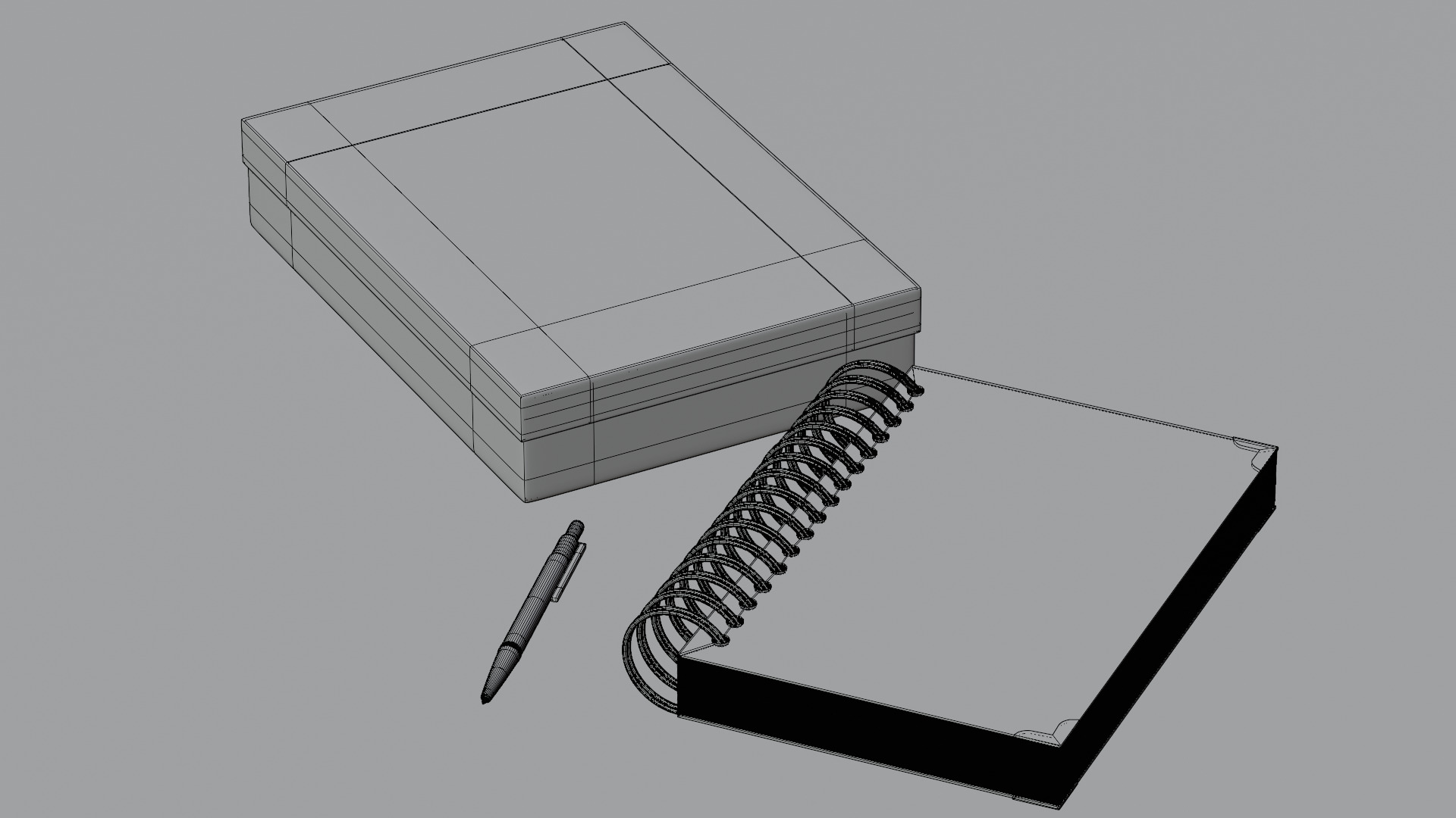 Book with box and pen 3D model_8