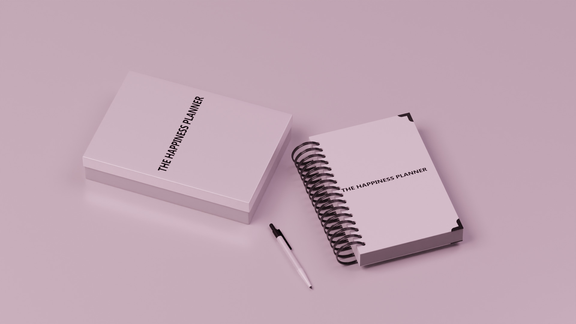 Book with box and pen 3D model_1