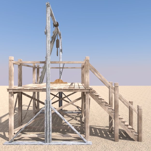 Hangman Noose and Gallows Low-poly 3D model_6