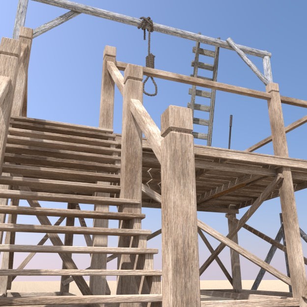 Hangman Noose and Gallows Low-poly 3D model_9