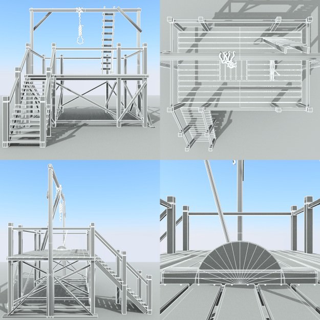 Hangman Noose and Gallows Low-poly 3D model_18