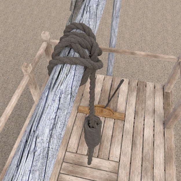 Hangman Noose and Gallows Low-poly 3D model_4