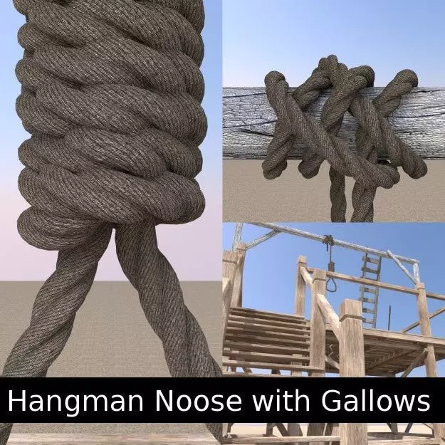Hangman Noose and Gallows Low-poly 3D model_0