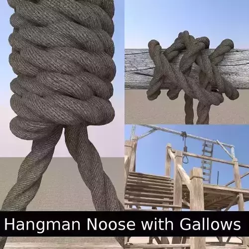 Hangman Noose and Gallows Low-poly 3D model