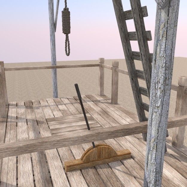 Hangman Noose and Gallows Low-poly 3D model_11