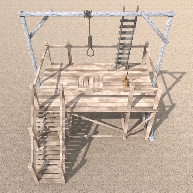 Hangman Noose and Gallows Low-poly 3D model_8