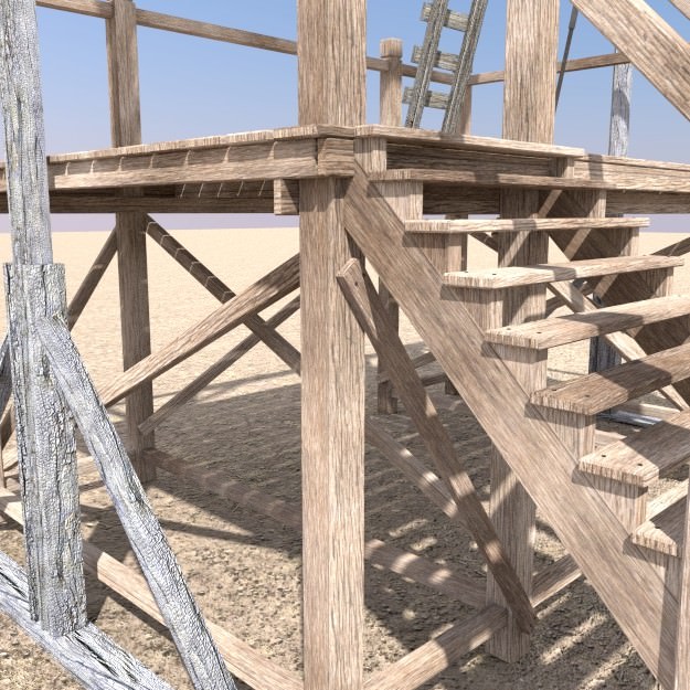 Hangman Noose and Gallows Low-poly 3D model_7