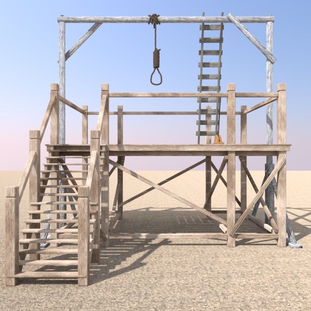 Hangman Noose and Gallows Low-poly 3D model_5