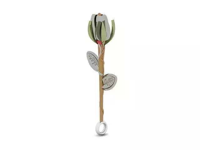 minimal pendant necklace with rose design 3D print model