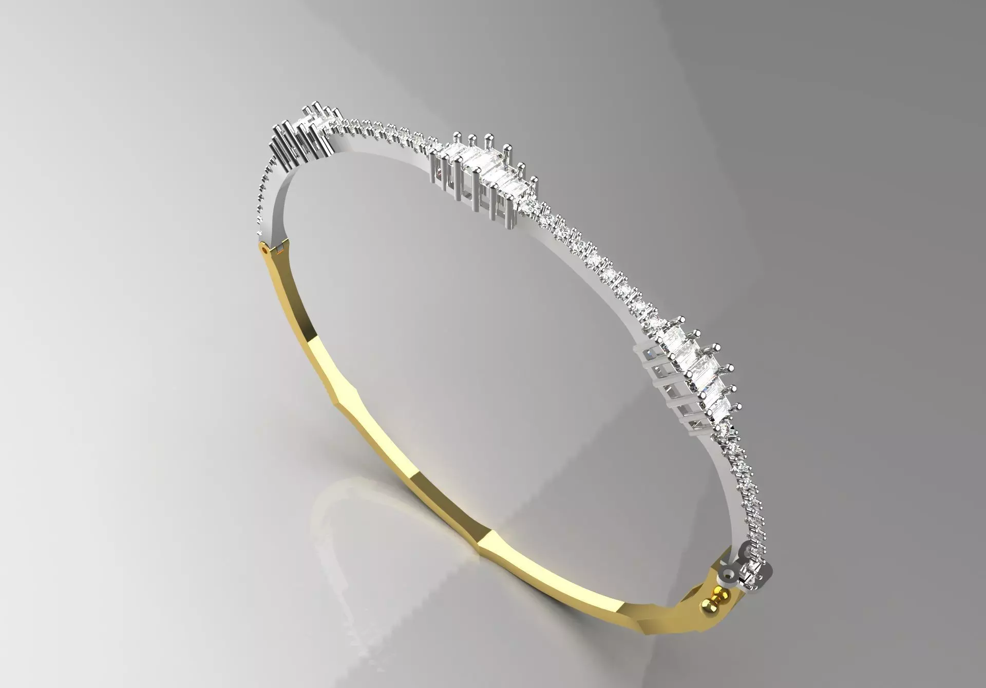 Two-tone gold cuff bracelet with diamonds model bg0007 3D print model