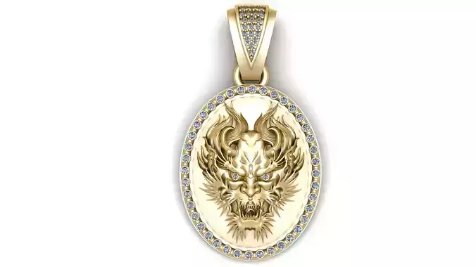 DRAGON FACE COIN PENDANT 3D PRINTABLE MODEL