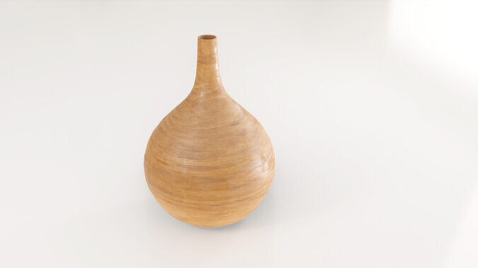 Decorative Wooden Vase 3D model 2