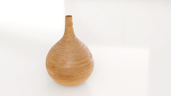 Decorative Wooden Vase 3D model 3