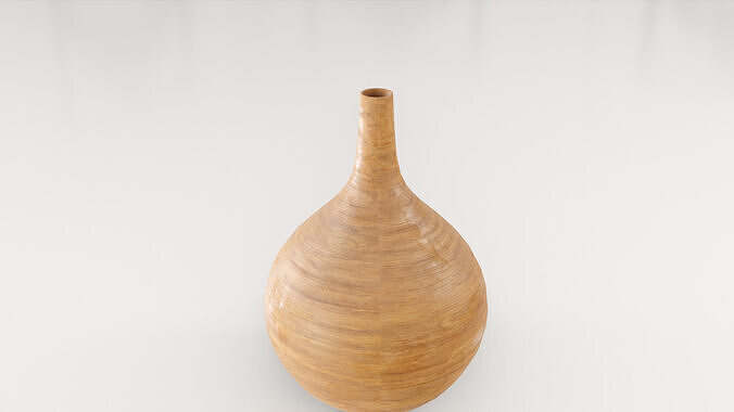 Decorative Wooden Vase 3D model 5