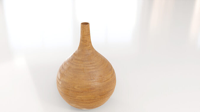 Decorative Wooden Vase 3D model 4