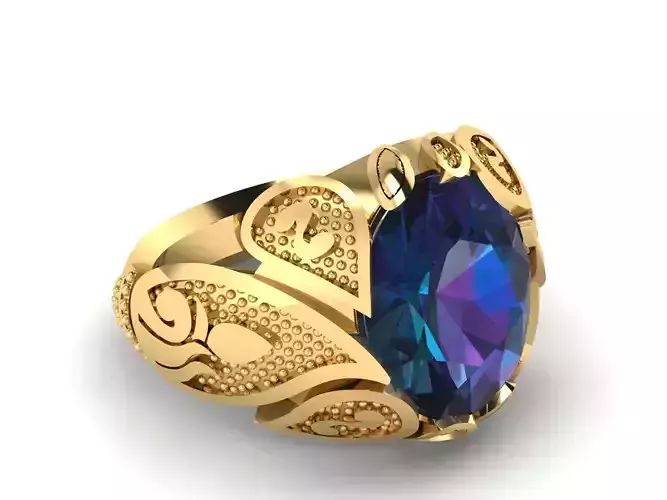 BLUE SAPPHIRE RING 3D PRINTABLE-MODEL  3D print model