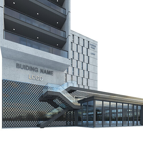 High-rise office building No 9 Low-poly 3D model 5