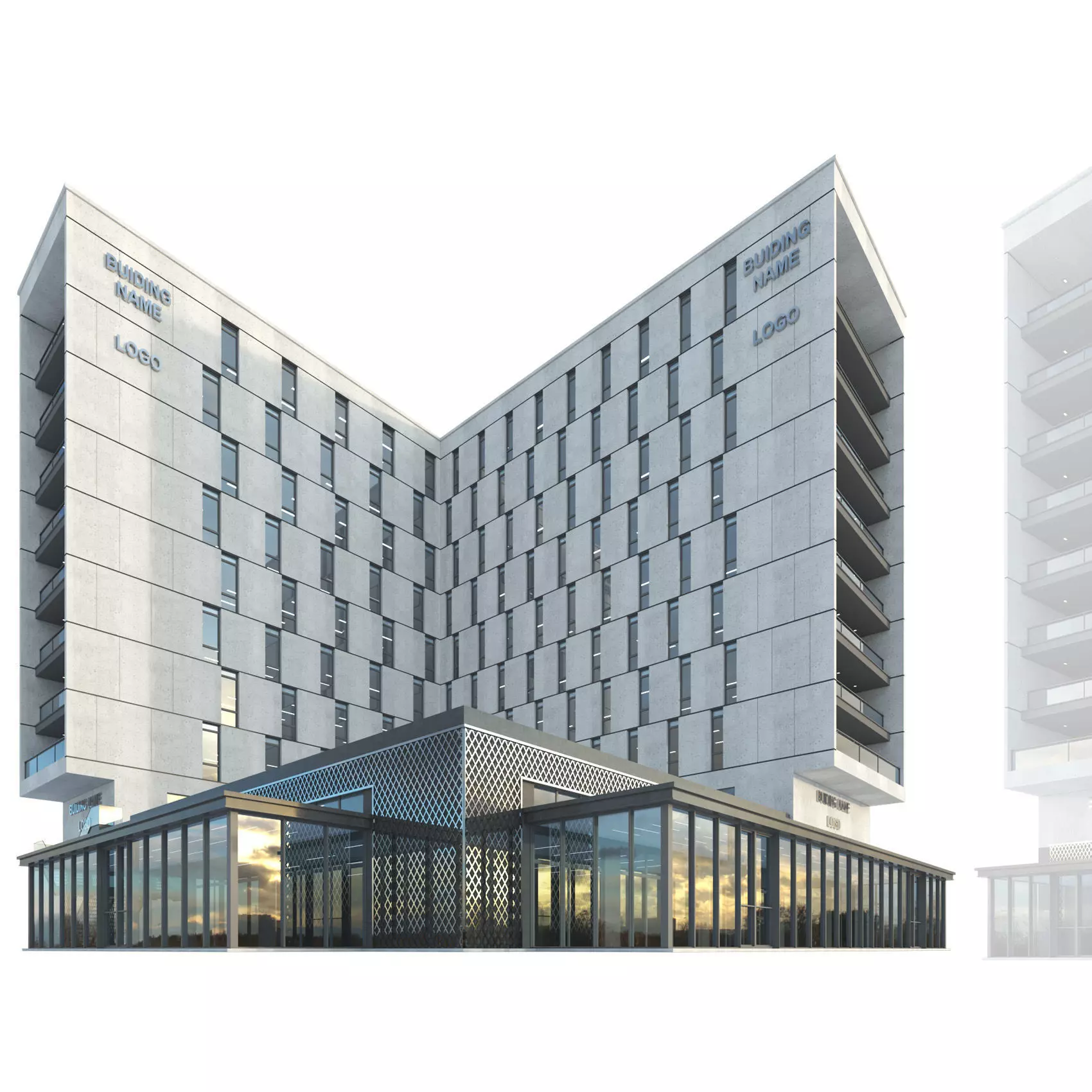 High-rise office building No 9 Low-poly 3D model_0