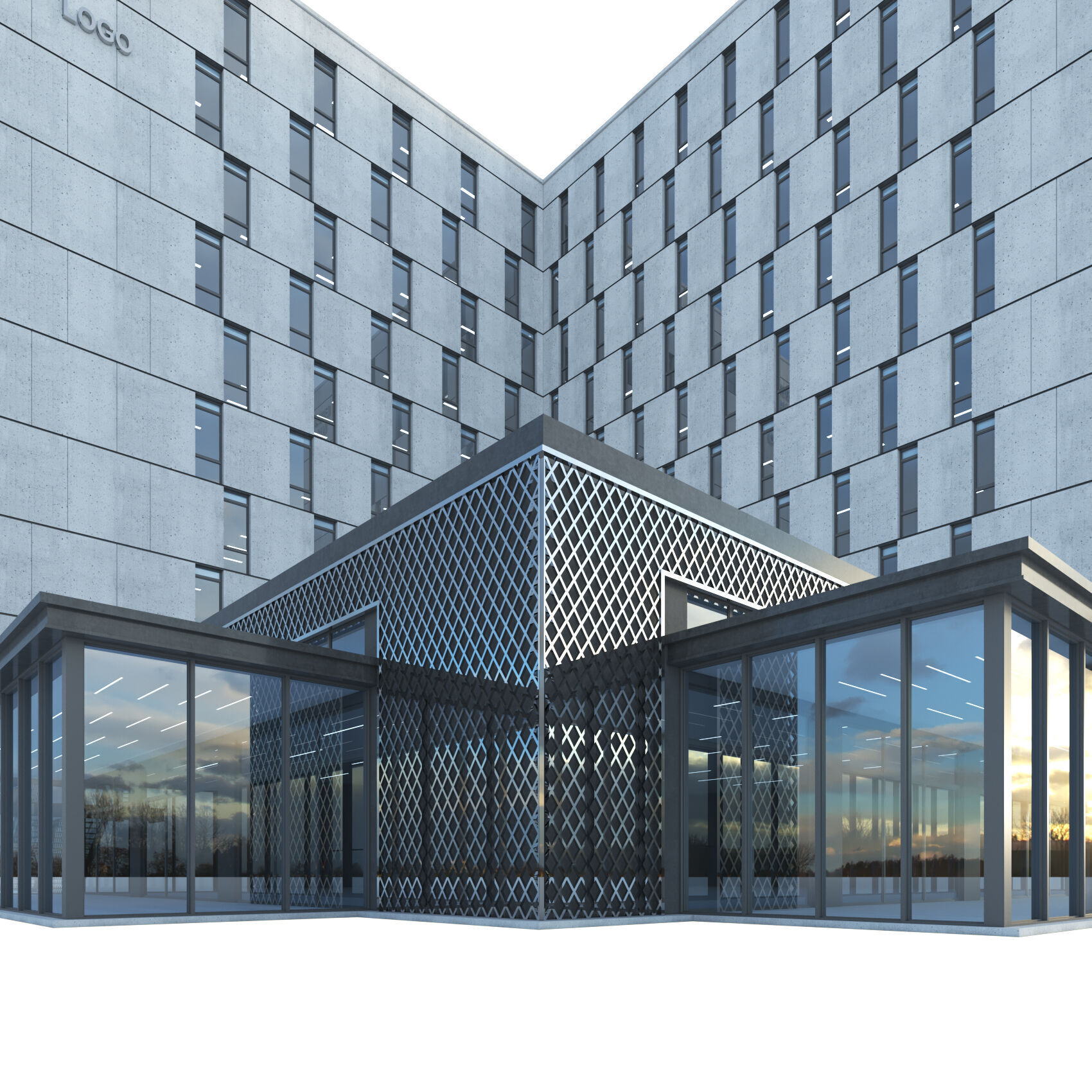 High-rise office building No 9 Low-poly 3D model_13