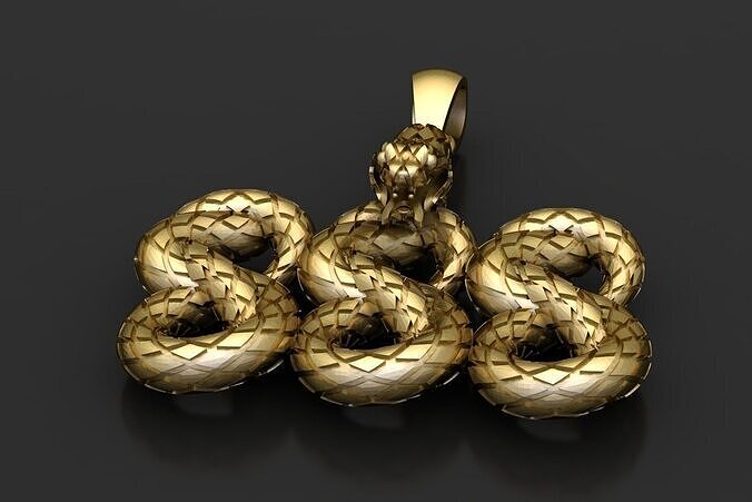 GOLDEN SNAKE PENDANT 3D PRINTABLE MODEL  3D print model