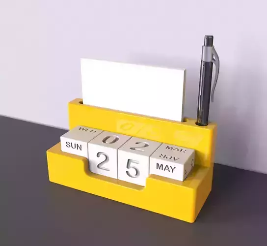 Perpetual Desk Block Calendar - Desk Organiser - Pen Holder 3D print model