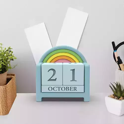 Rainbow Perpetual Desk Calendar - Small Block Calendar 3D print model