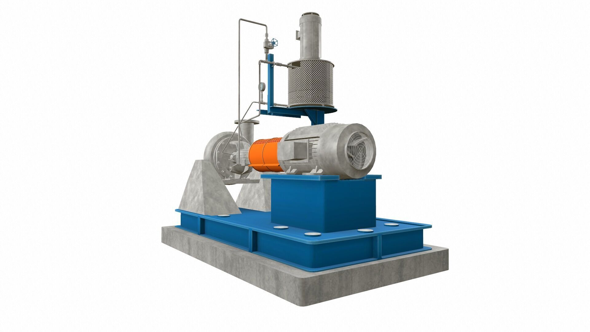 Water Centrifugal Pump PBR Low-poly 3D model_4