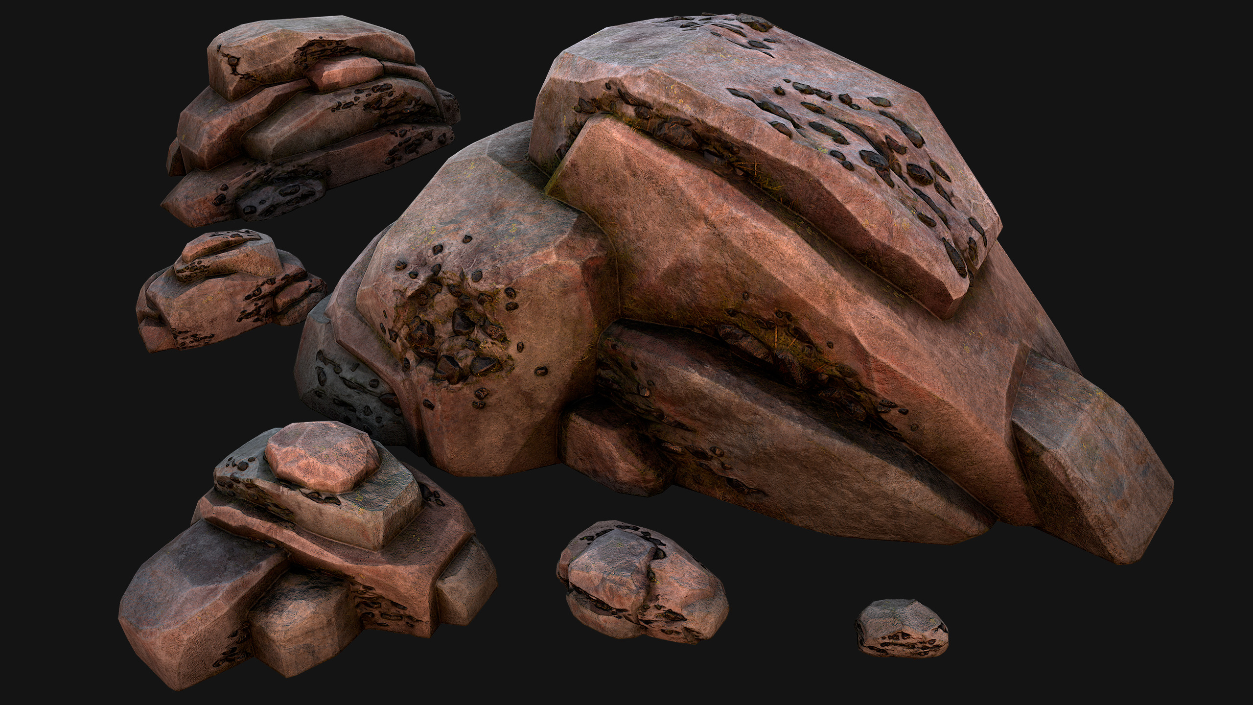 Medieval Coal Ore Mine Low-poly 3D model_12