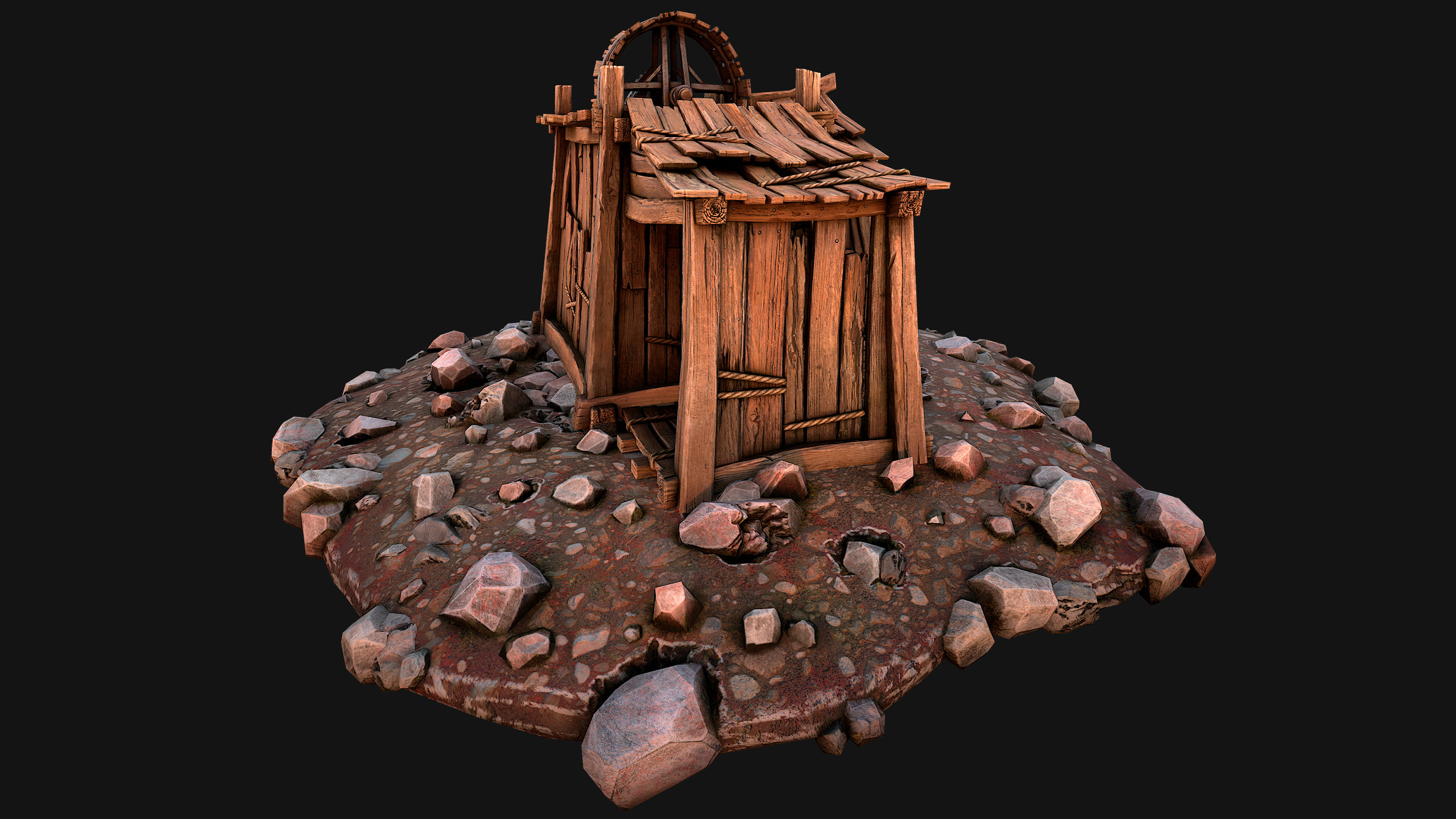 Medieval Coal Ore Mine Low-poly 3D model_39