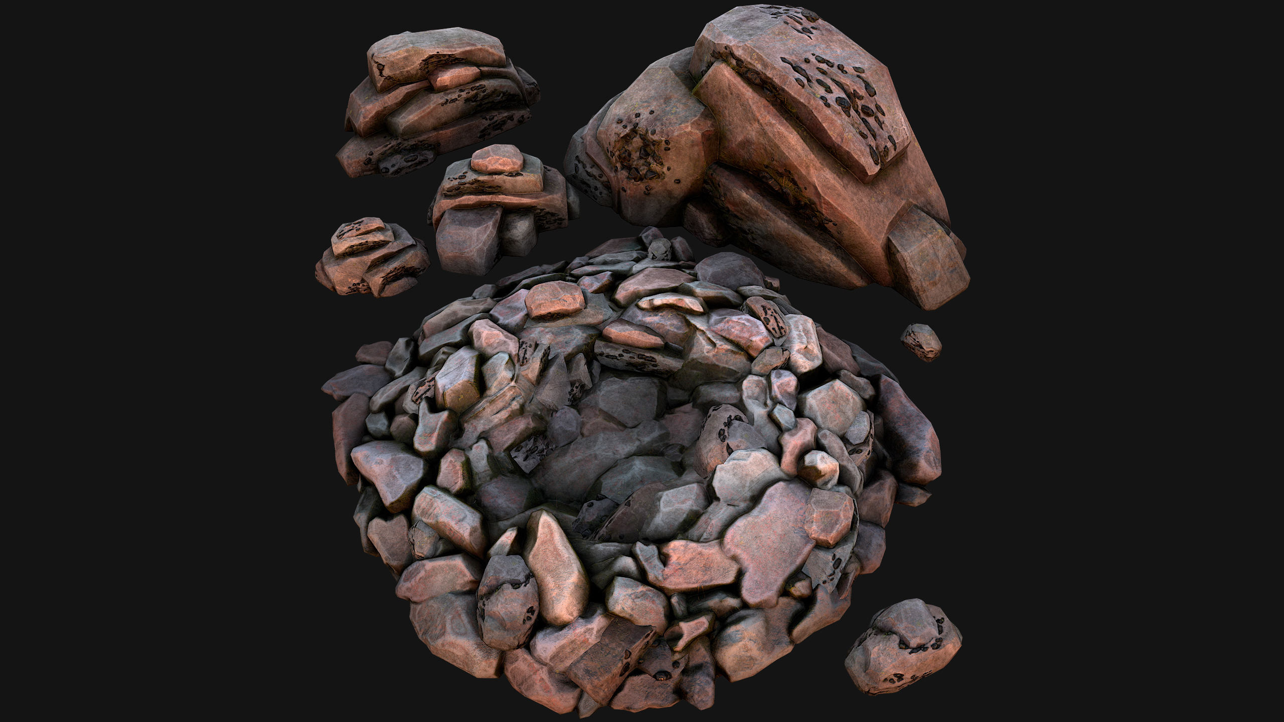 Medieval Coal Ore Mine Low-poly 3D model_33