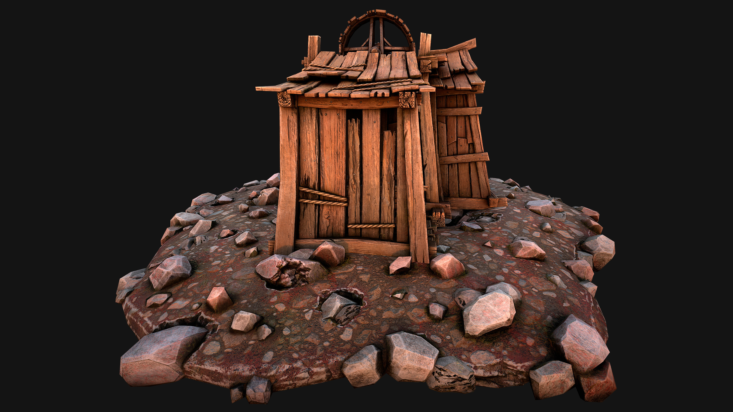 Medieval Coal Ore Mine Low-poly 3D model_40