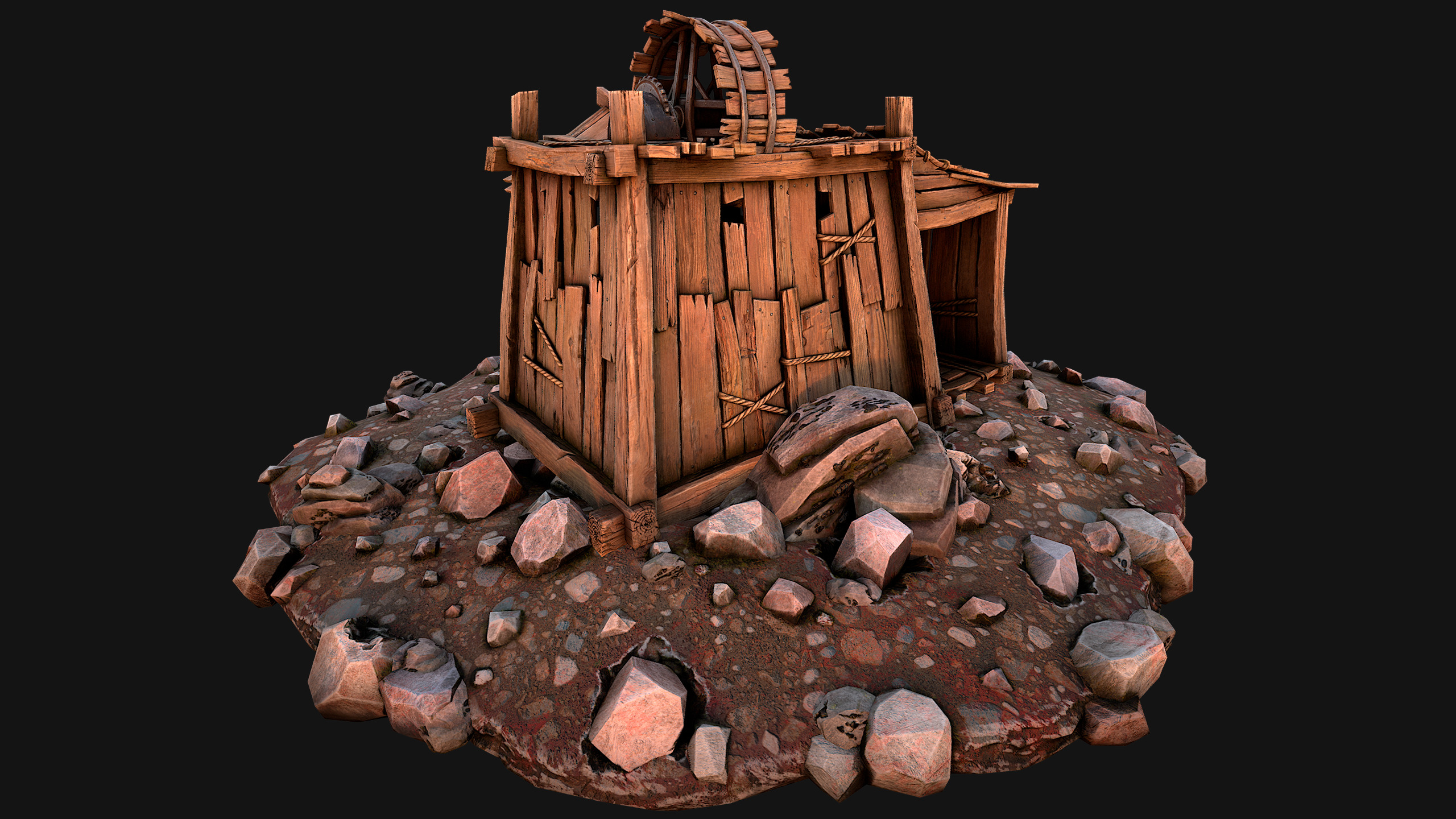 Medieval Coal Ore Mine Low-poly 3D model_44