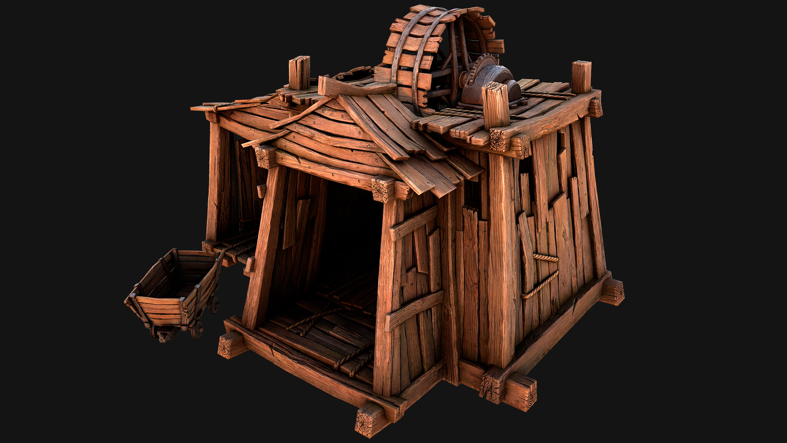 Medieval Coal Ore Mine Low-poly 3D model_29
