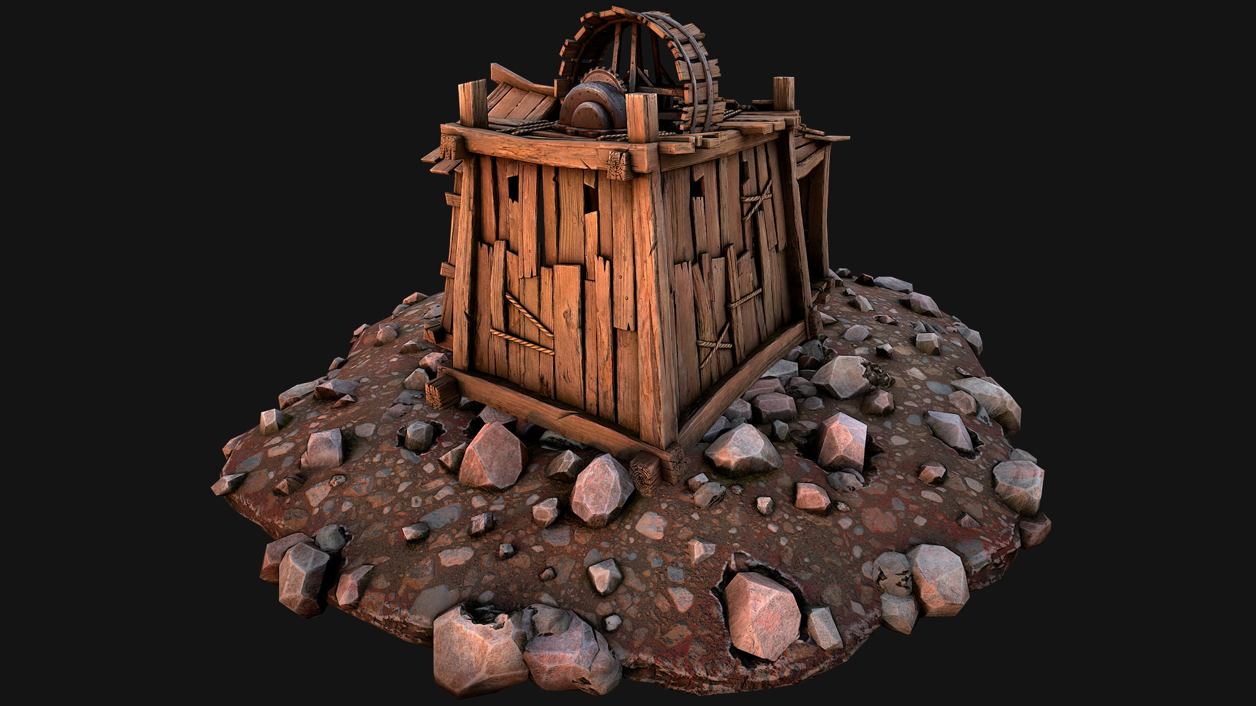 Medieval Coal Ore Mine Low-poly 3D model_60