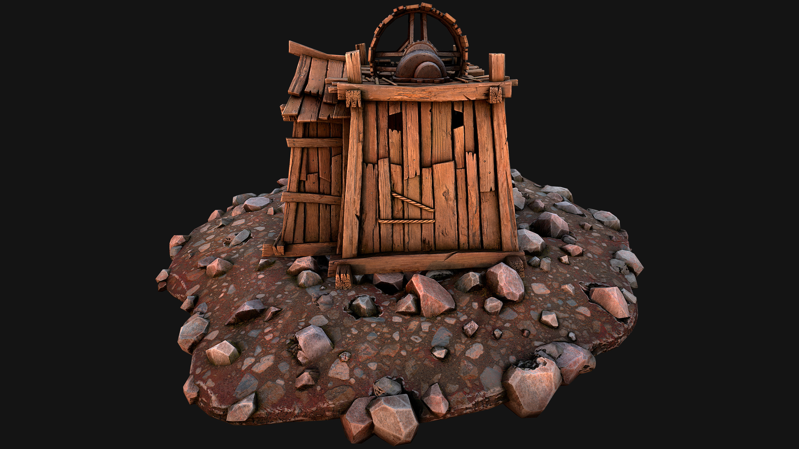 Medieval Coal Ore Mine Low-poly 3D model_47