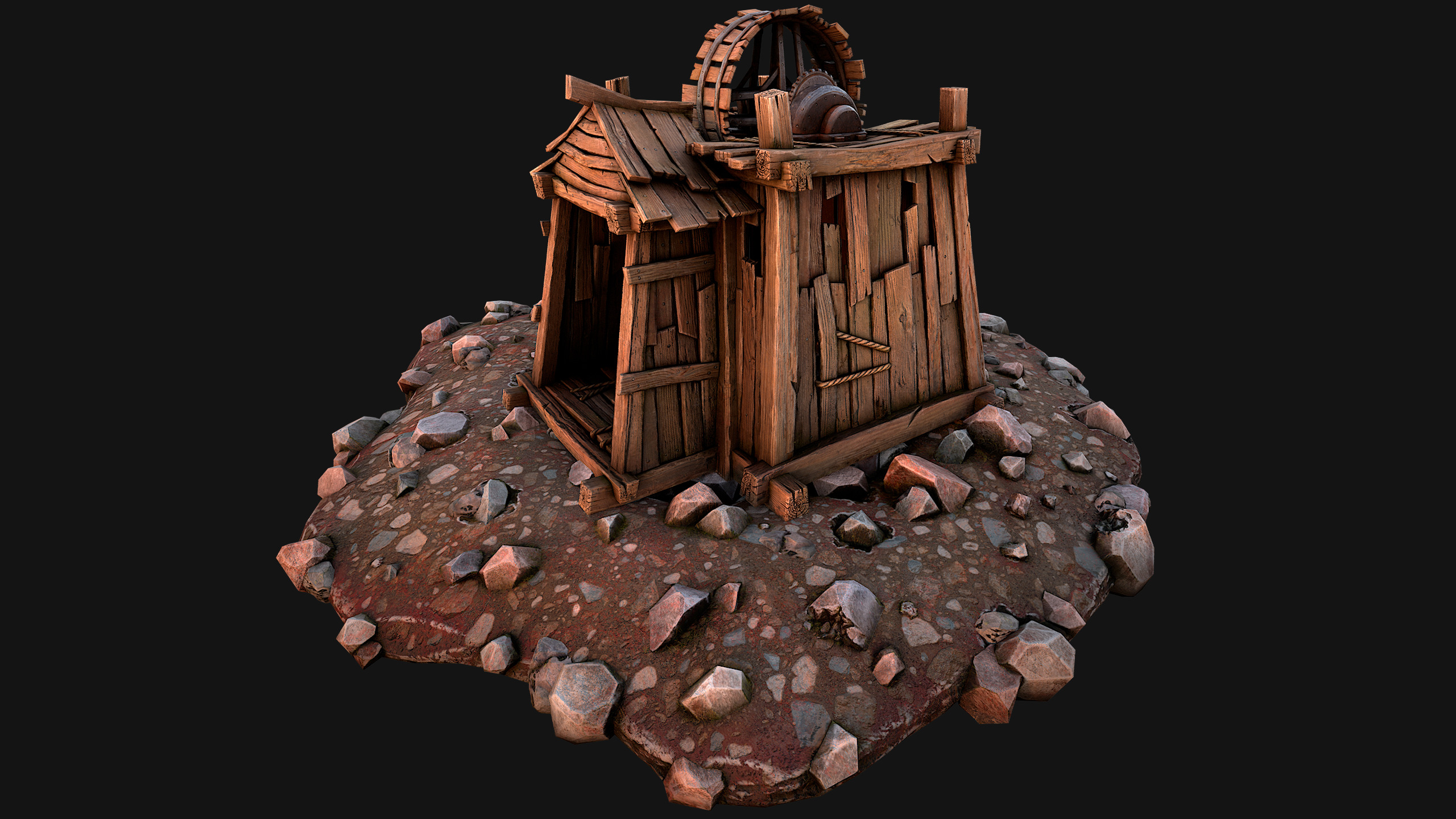 Medieval Coal Ore Mine Low-poly 3D model_46