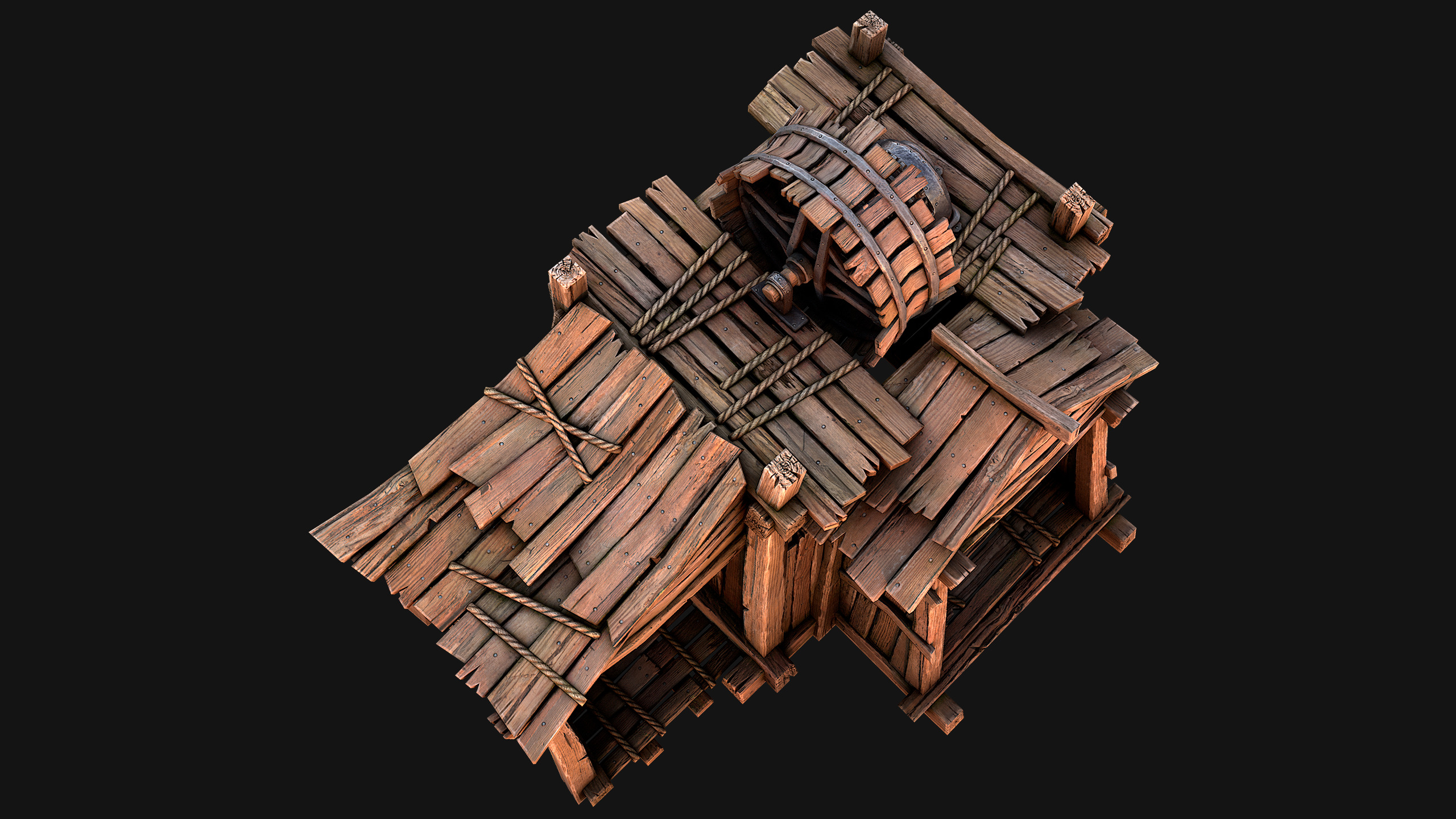 Medieval Coal Ore Mine Low-poly 3D model_27