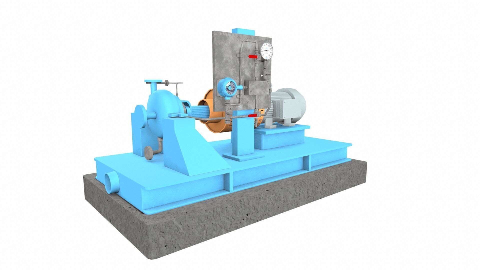 Water Centrifugal Pump PBR Low-poly 3D model_3