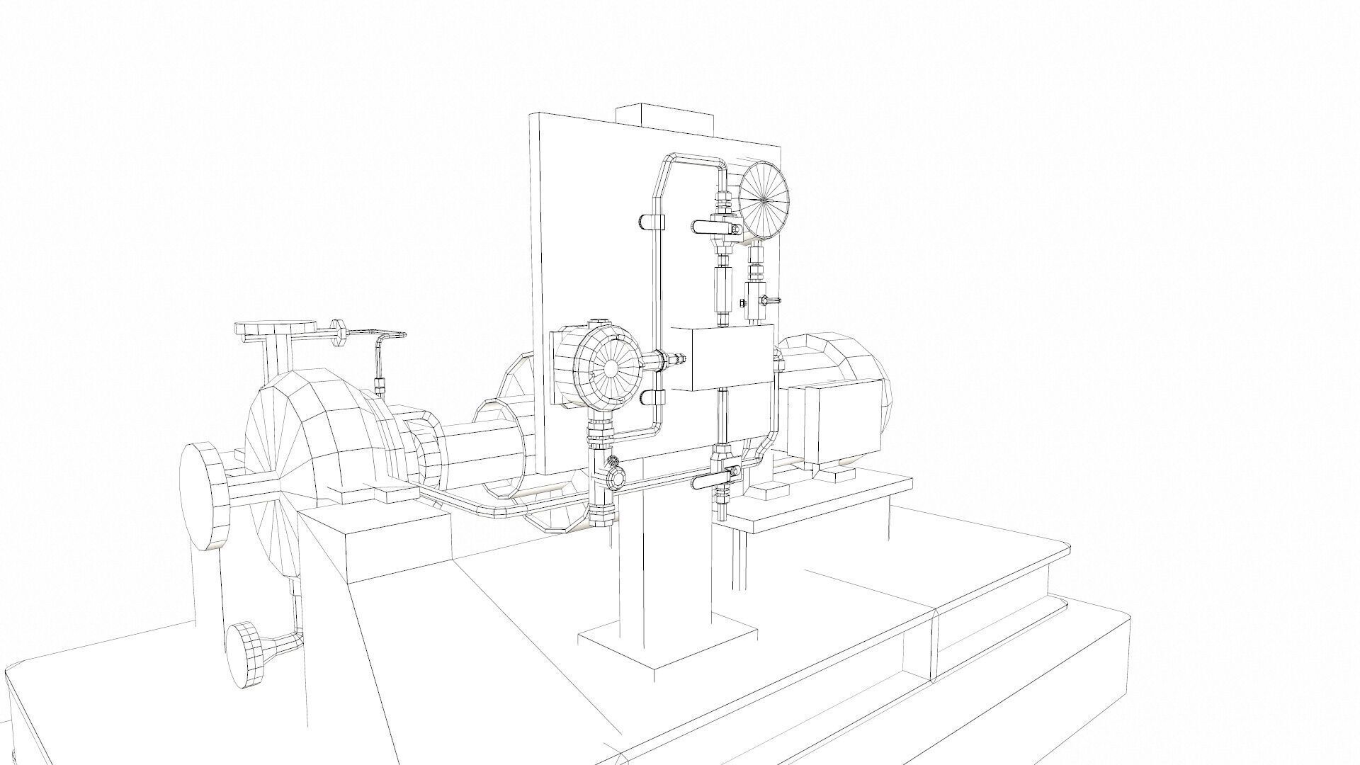 Water Centrifugal Pump PBR Low-poly 3D model_10