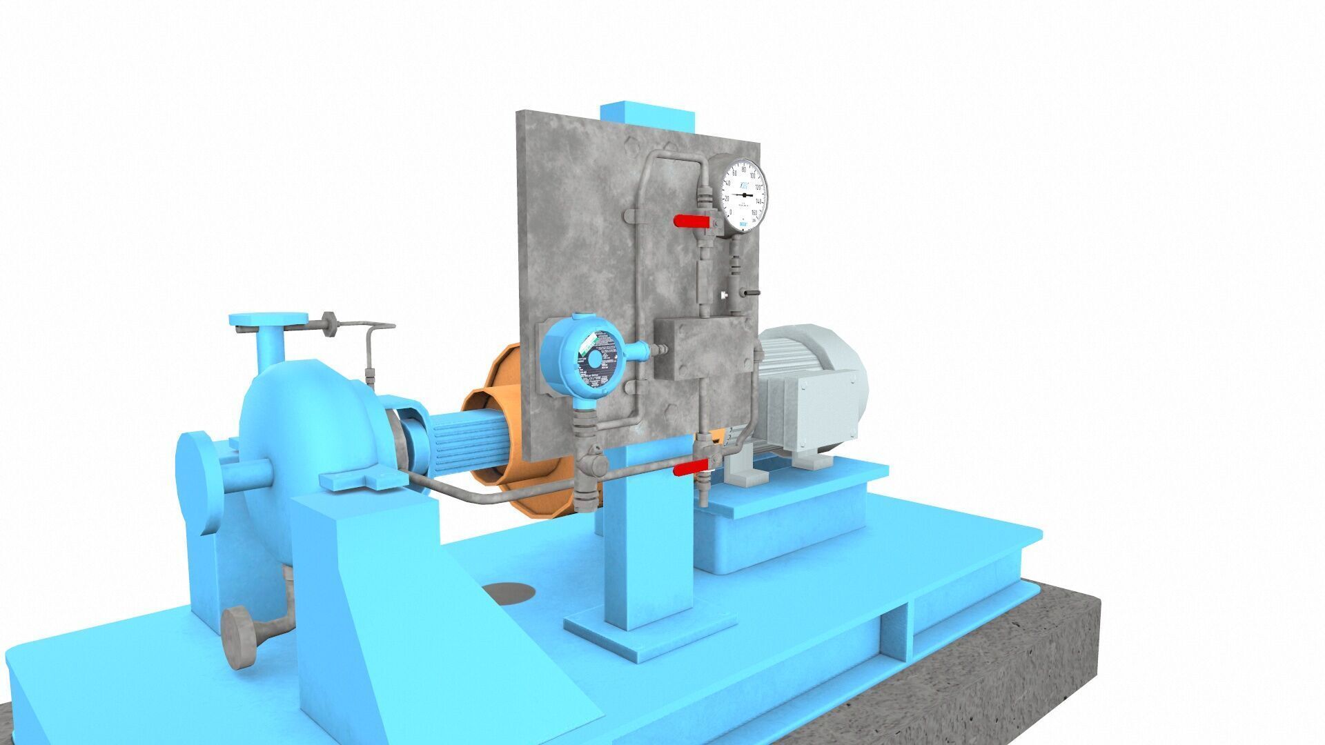 Water Centrifugal Pump PBR Low-poly 3D model_9