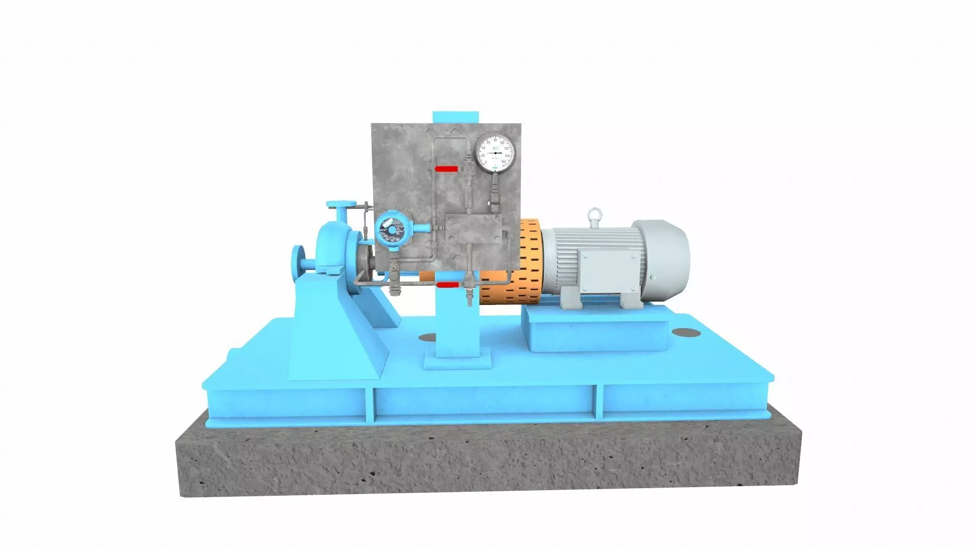 Water Centrifugal Pump PBR Low-poly 3D model_0