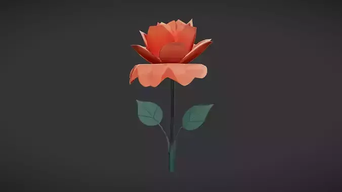 Paper origami rose with stem