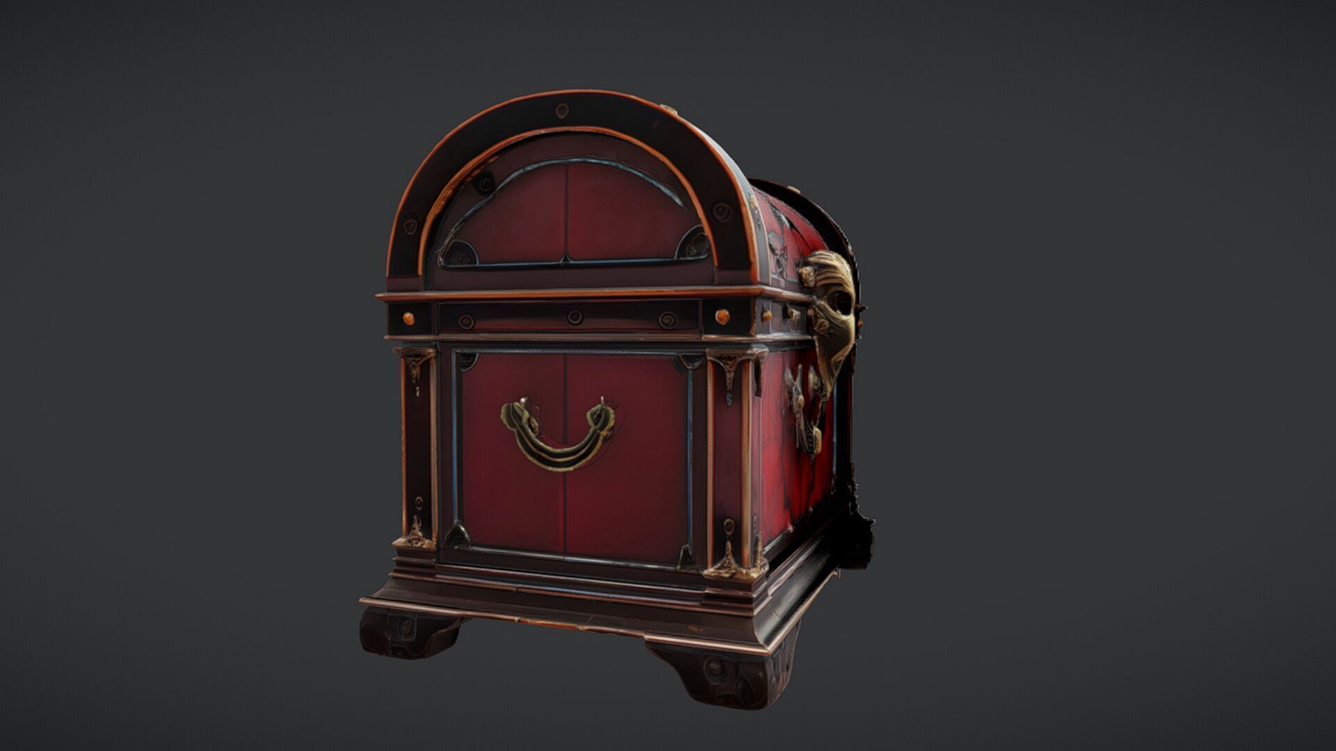 Ornate treasure chest with intricate detailing 3D model_3