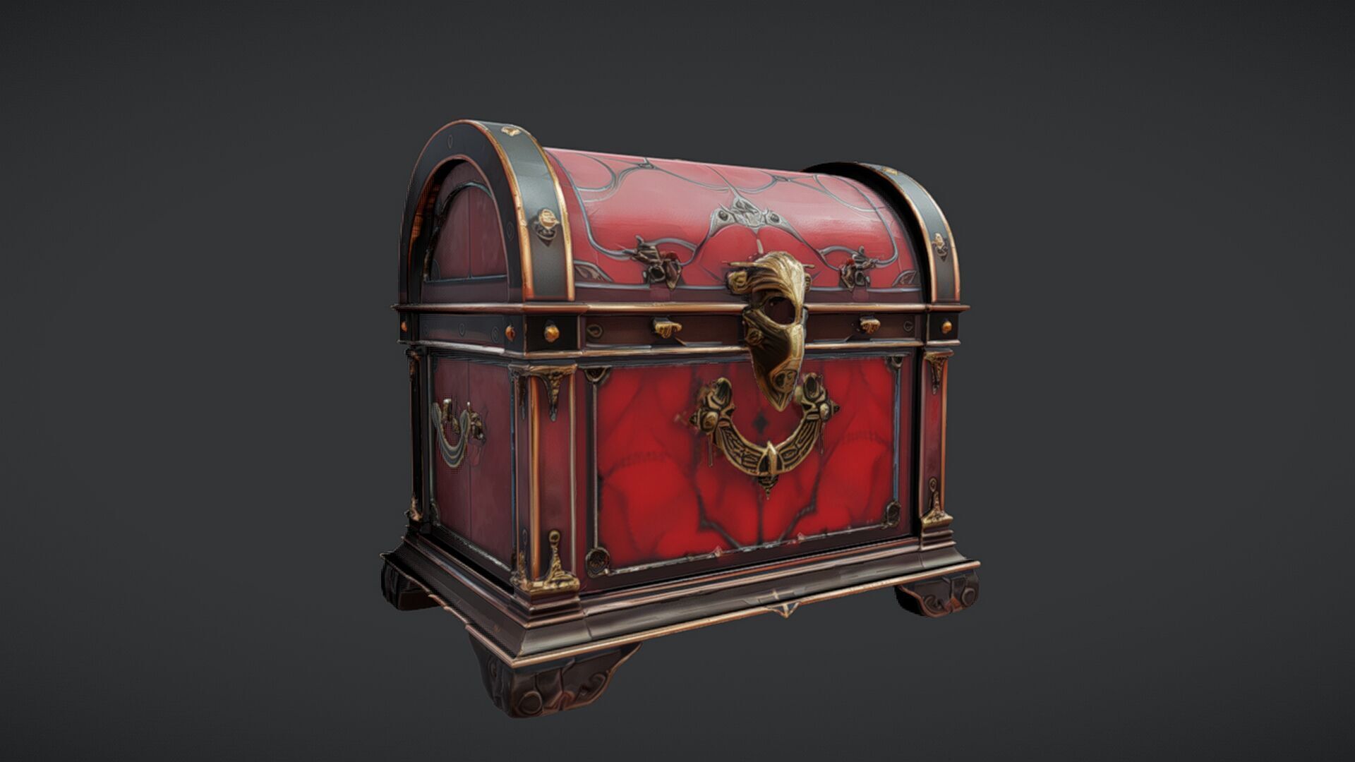 Ornate treasure chest with intricate detailing 3D model_2