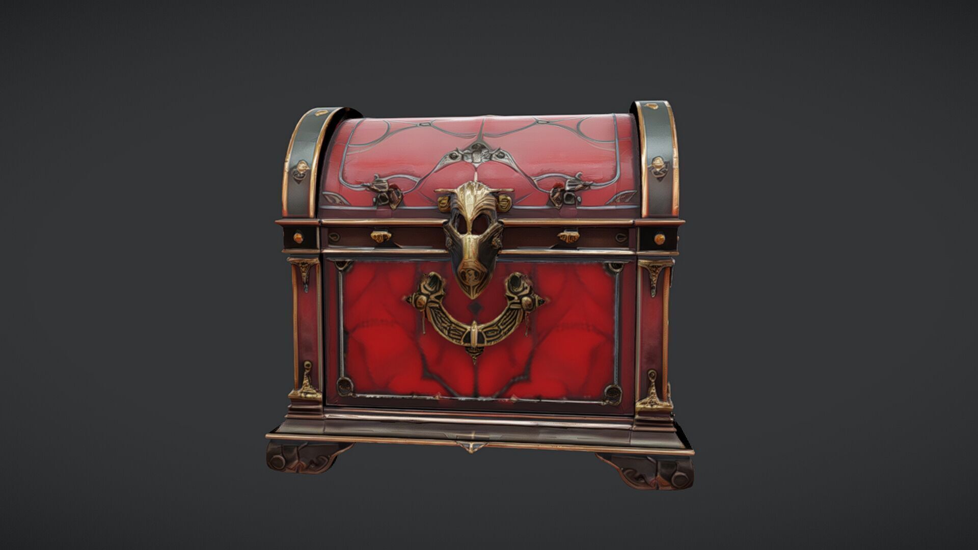 Ornate treasure chest with intricate detailing 3D model_1