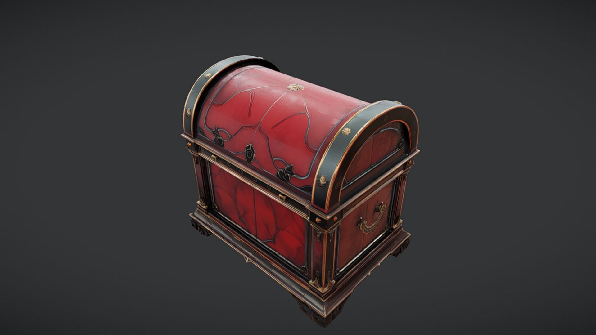 Ornate treasure chest with intricate detailing 3D model_5