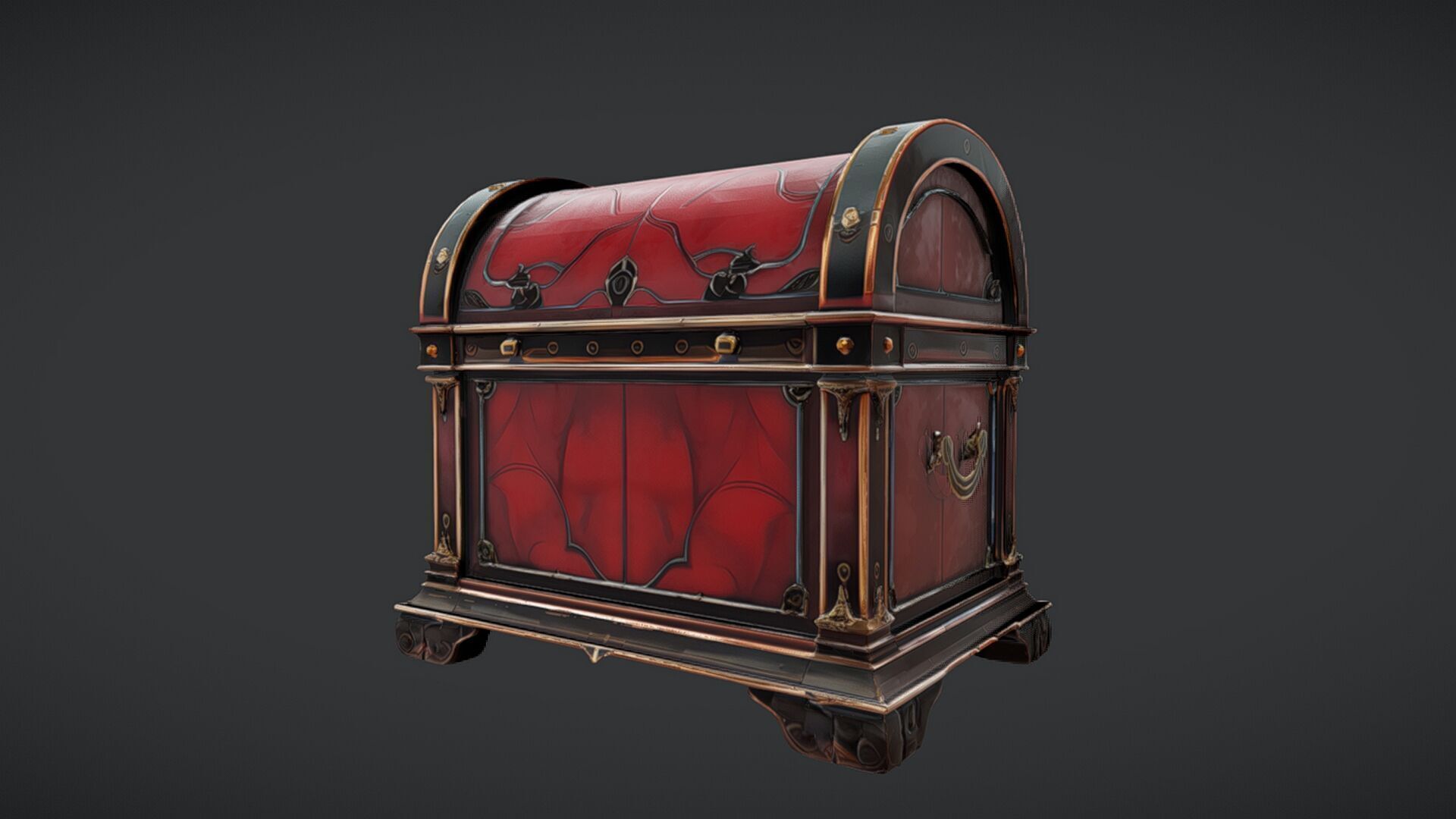 Ornate treasure chest with intricate detailing 3D model_4