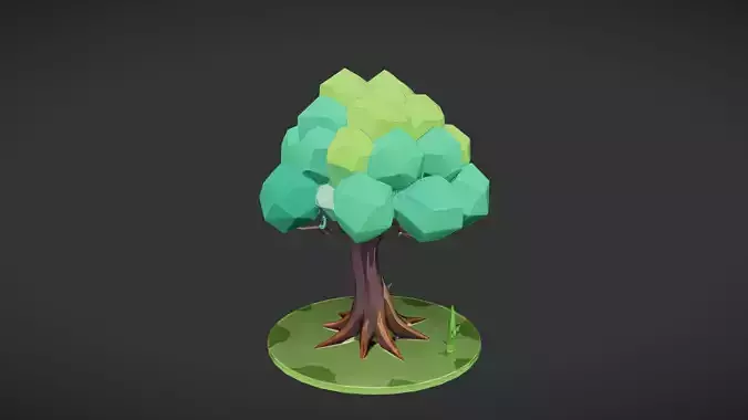 low-poly tree with foliage