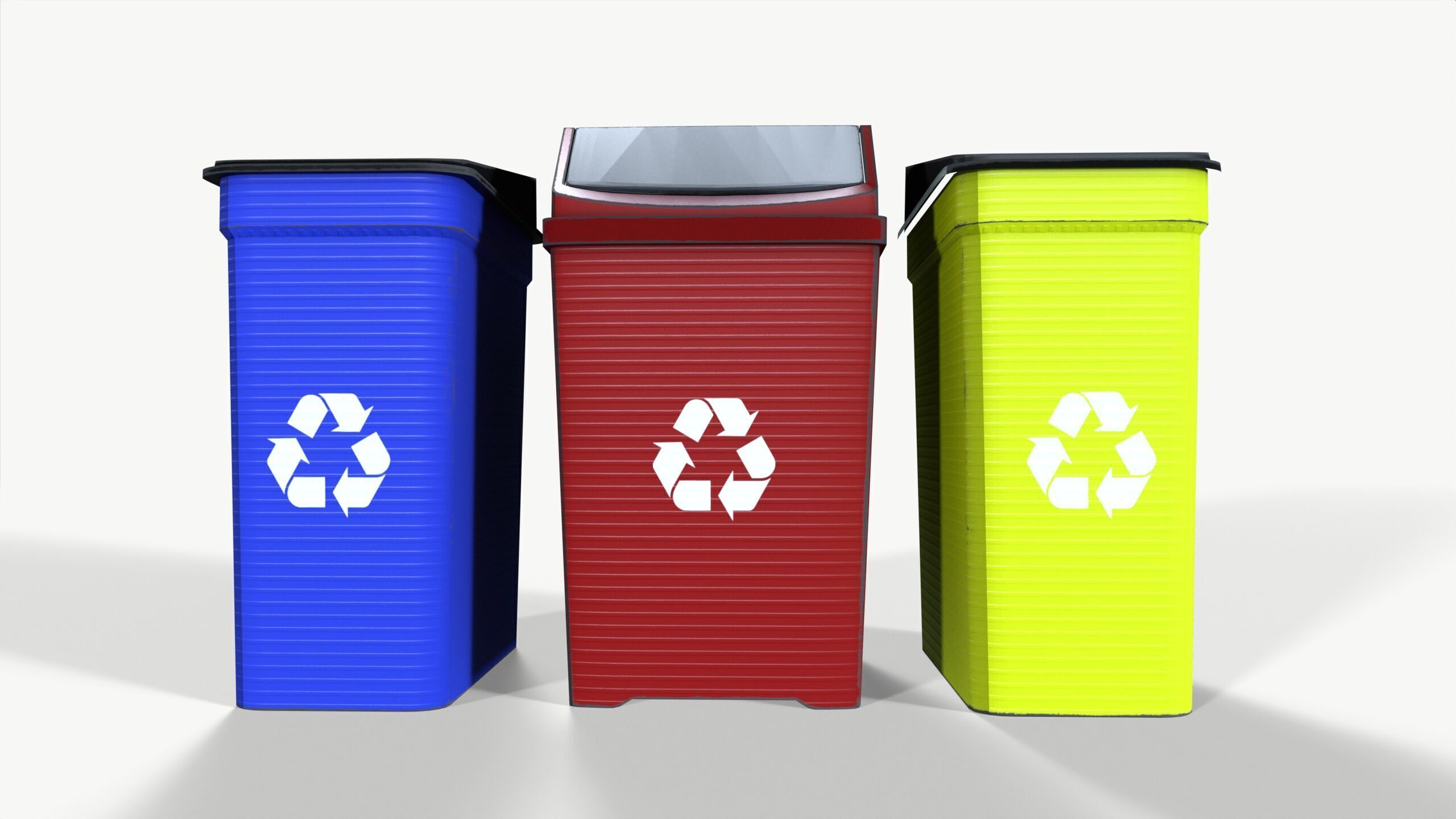 Garbage bins Low-poly 3D model_4