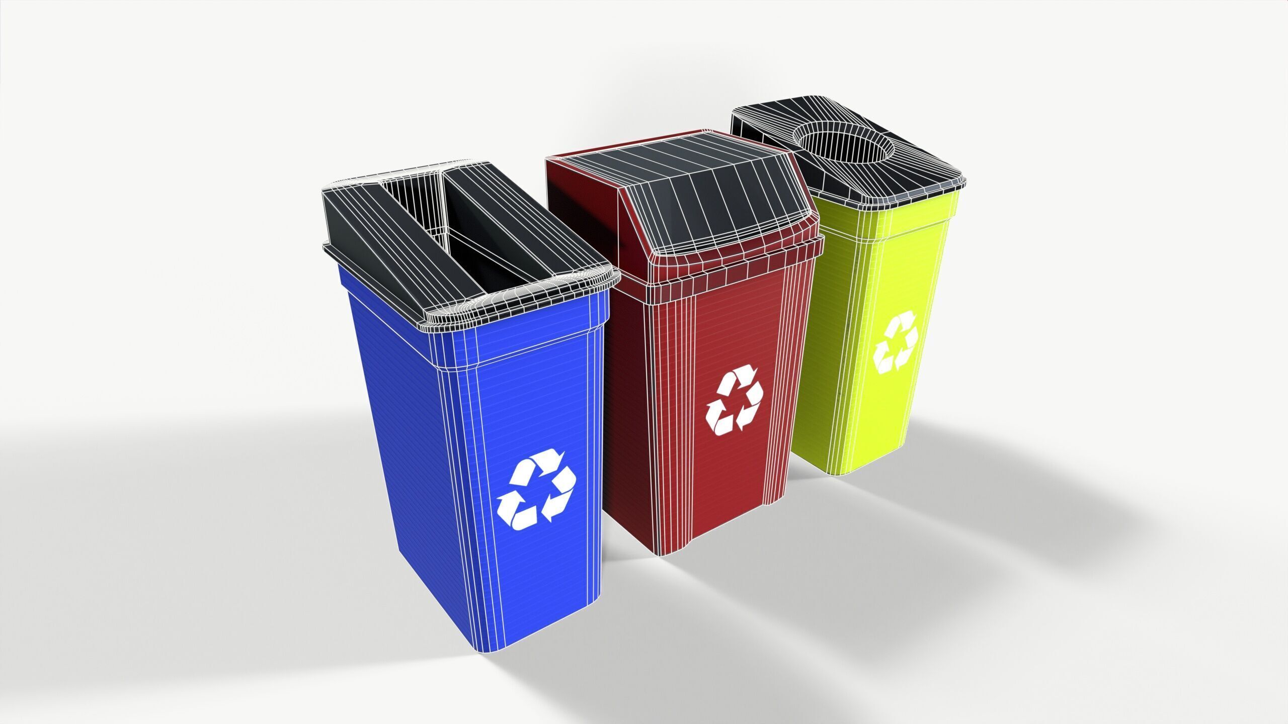 Garbage bins Low-poly 3D model_6